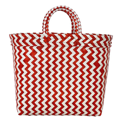 RED Zig Zag Short Handle Shopper