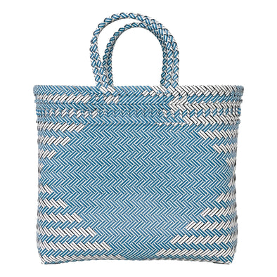 BLUE Herringbone Short Handle Shopper