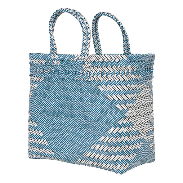 BLUE Herringbone Short Handle Shopper