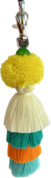 YELLOW CREAM Funky Pom Pom Tassel