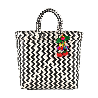 BLACK Zig Zag Short Handle Shopper