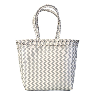 SILVER Zig Zag Long Handle Shopper