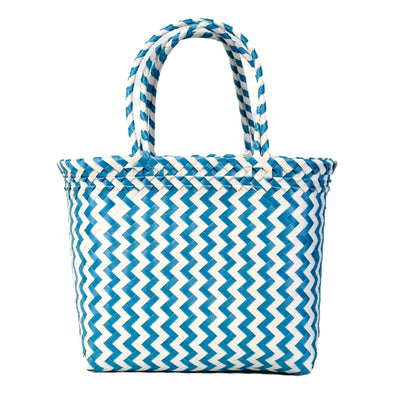 BLUE Zig Zag Long Handle Shopper
