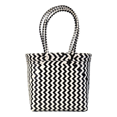 BLACK Zig Zag Long Handle Shopper