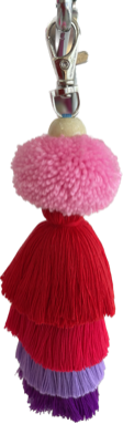 PINK RED Funky Pom Pom Tassel